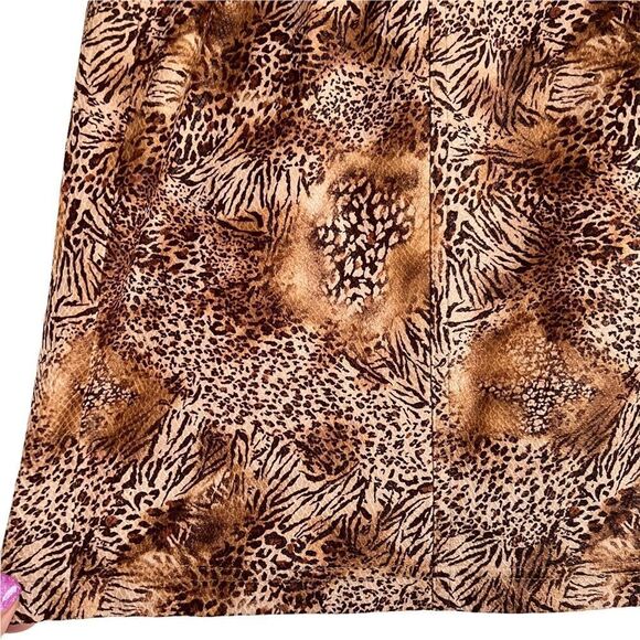 Vintage Chico’s Animal Print Faux Suede A-Line Skirt Cheetah + Tiger Size XL 16 - Picture 2 of 6